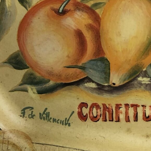 Tam San Designs Confitures de Provence Signed Hand painted Fruit Platter 14” - Picture 3 of 9